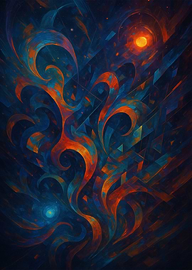 Abstract Blue and Orange Swirls