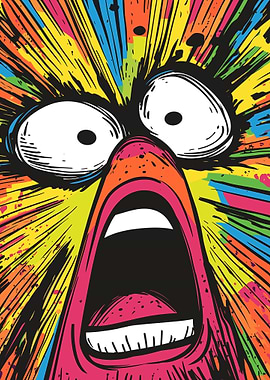 Screaming Face with Colorful Explosion