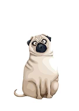 Cartoon Pug Dog Illustration
