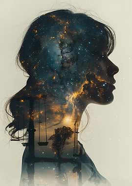 Double Exposure: Woman, Space, and Swings