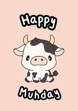 Happy Muhday Cow Cartoon