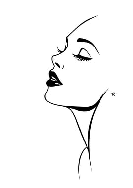 Elegant Woman Line Art Portrait