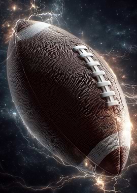 American Football with Lightning Background
