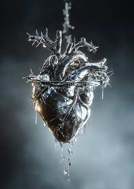 Chrome Heart with Barbed Wire Crown