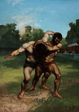 The Wrestlers by Gustave Courbet
