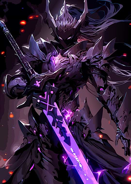 Dark Knight with Purple Sword