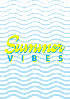 Summer Vibes Graphic with Wave Background