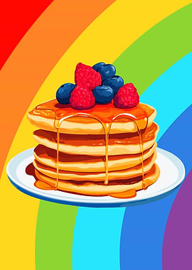 Pancakes with Berries and Rainbow