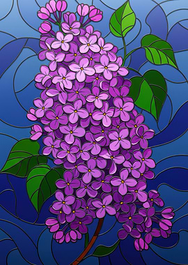 Lilac Blossom Stained Glass Illustration
