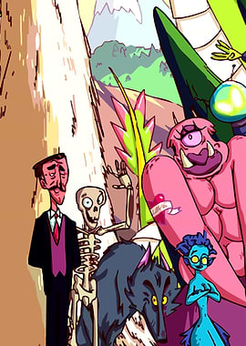 Cartoon Monsters and Characters Illustration