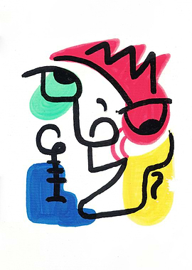 The Line Emotion of Passionate | Abstract Face with Bold Colors