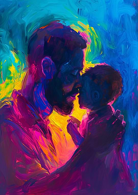 Father and Child Embrace Painting