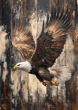 Bald Eagle in Flight on Wood | Bold Nature Wall Art