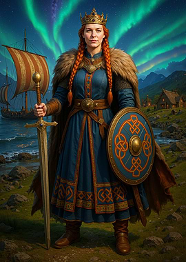 Viking Queen with Sword and Shield