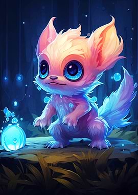 Cute Fantasy Creature with Glowing Orb