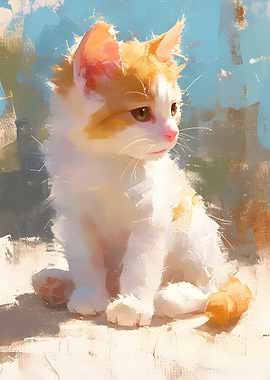 Cute Kitten Portrait Painting