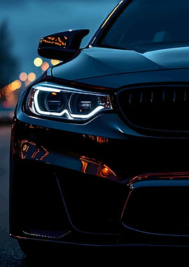 Sleek Black Car Headlight Detail