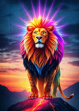 Colorful Lion Lava Rock