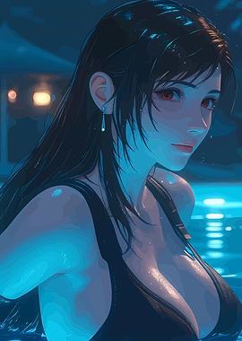 Tifa Lockhart in Pool, Digital Art
