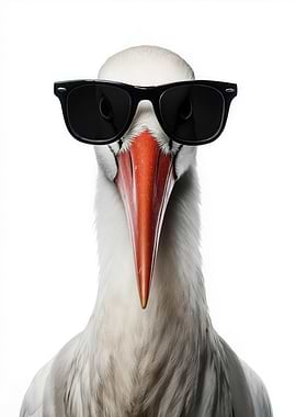Cool Stork with Sunglasses