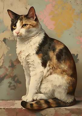 Calico Cat Portrait Painting