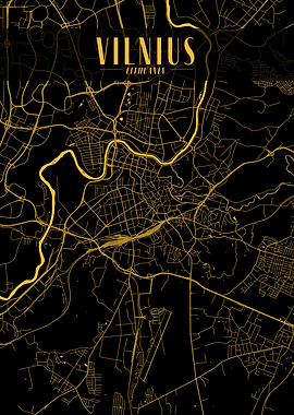Vilnius Golden Map Art