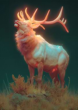Glowing Elk in Natural Setting