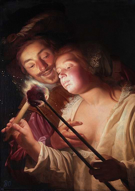 Couple with Sparkler Painting