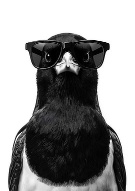 Cool Magpie with Sunglasses Portrait