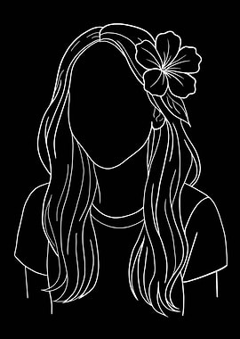Minimalist Woman with Flower Line Art