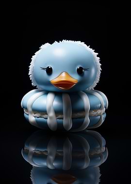 Blue Macaron Duck Figurine