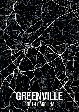 Greenville, South Carolina Map Art