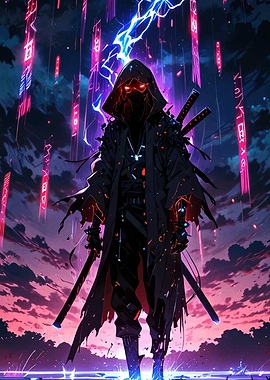 Cyberpunk Ninja with Glowing Eyes