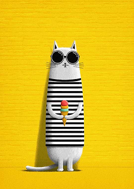 Cool Cat with Ice Cream