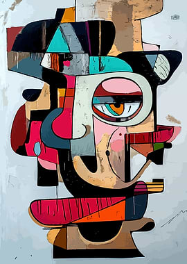 Abstract Portrait with Geometric Shapes