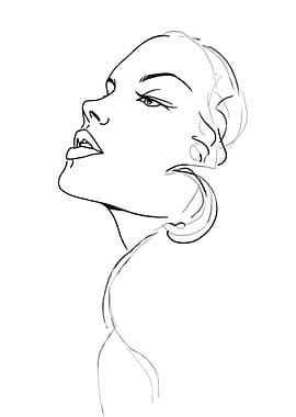 Elegant Woman Line Art Portrait