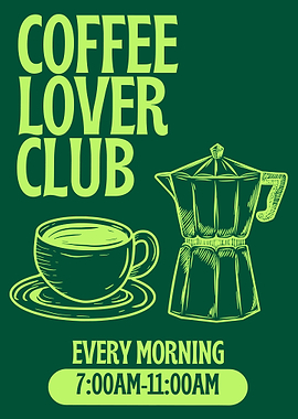 Coffee Lover Club Poster, Kitchen Poster, Coffee Art