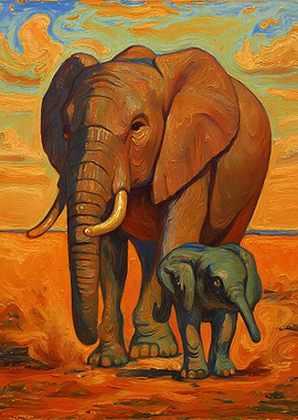 Namibian Elephant and its calf