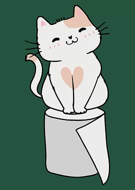 Cute Cat on Toilet Paper Roll