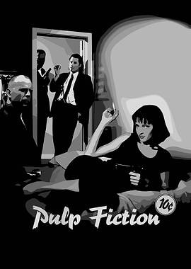 Pulp Fiction Black and White Poster