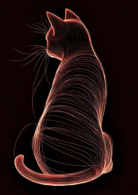 Abstract Cat Line Art