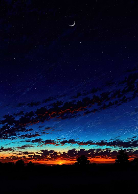 Night Sky Sunset Landscape