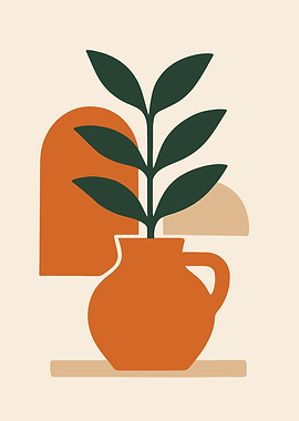 Minimalist Plant in Pot Illustration