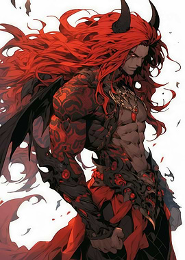 Demon Warrior with Red Hair