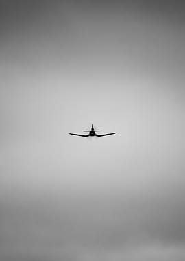 Monochrome Airplane in Flight