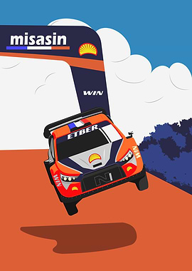 Rally Car Jumping Illustration