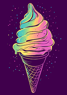 Colorful Ice Cream Cone Illustration