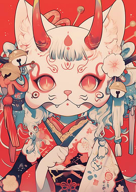 Oni Neko ~ Kimono ~ japanese Yokai