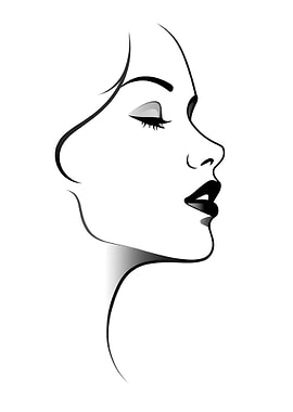 Elegant Woman Profile Line Art