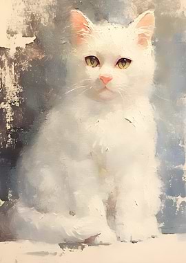 White Cat Painting